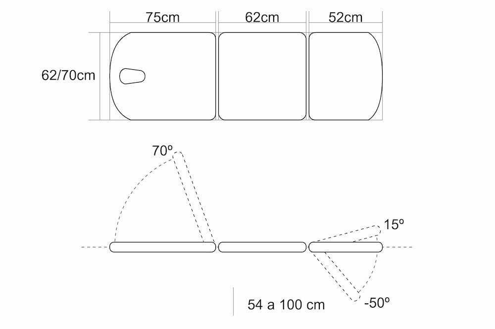 plano de medidas de la camilla
